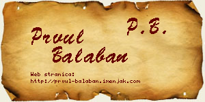 Prvul Balaban vizit kartica